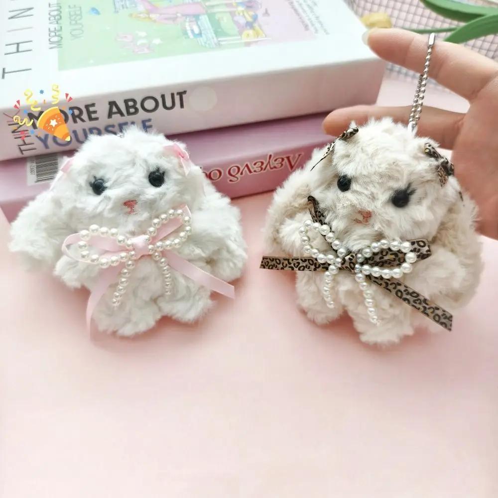 جديد الكرتون الأرنب أفخم دمية مفتاح سلسلة Bowknot محشوة أرنب حقيبة قلادة لوليتا أفخم حلقة رئيسية