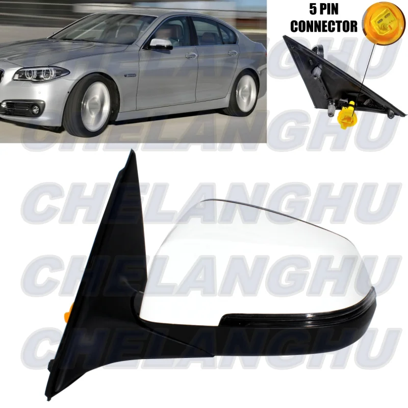 

For BMW F10/F18 LCI 520i 528i 535i 550i 2012 2013 2014 2015 2016 Left Side 5 Pins White Painted Power Fold Mirror Assembly