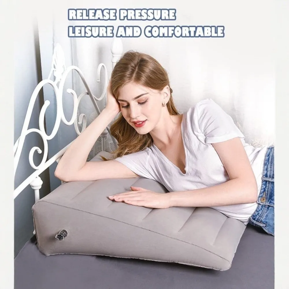 PVC Flocking Wedge Pillow Back Support Portable Inflatable Back Pillow Ergonomic Elevation Leg Pillows