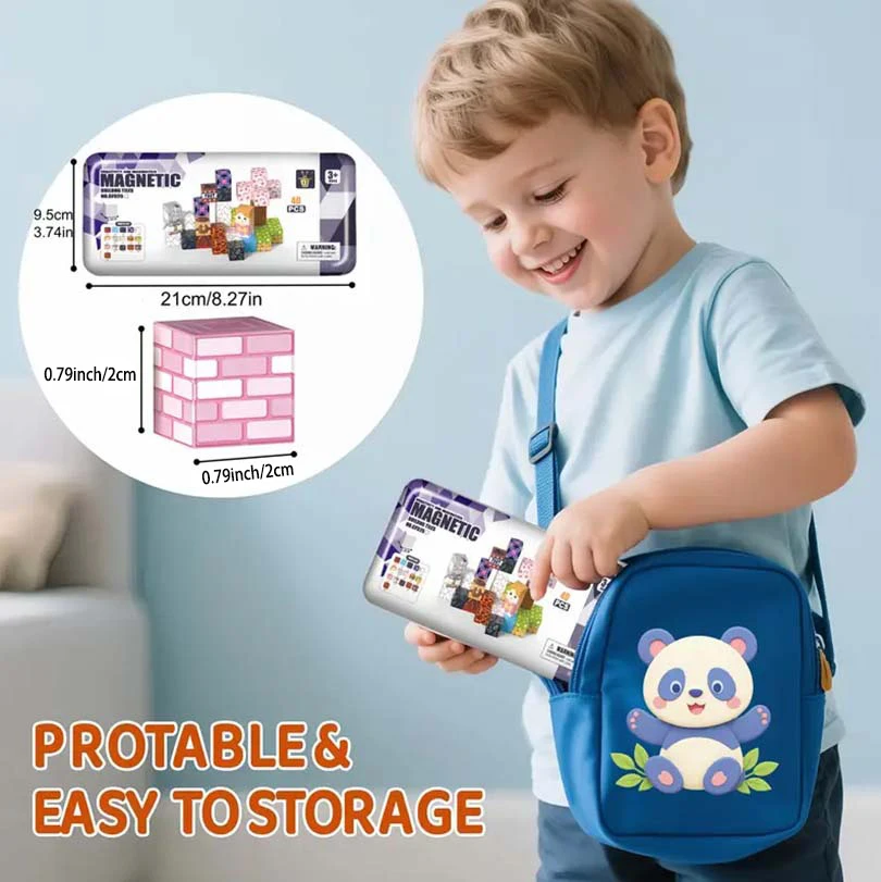 Blocs magnétiques 40 pièces Cube de Construction magnétique avec boîte de rangement en fer Construction Portable voyage jouets d'apprentissage cadeau d'anniversaire
