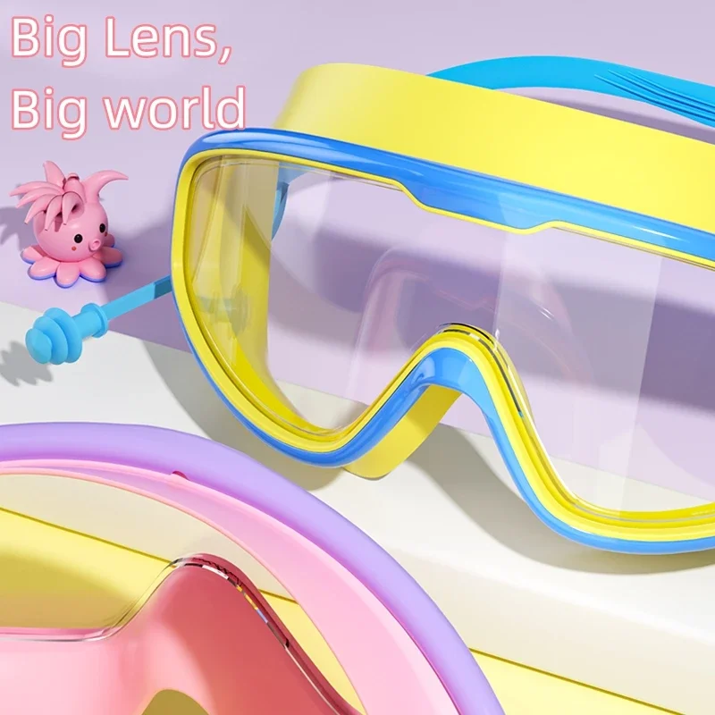 Kinder-Schwimmbrille mit großem Rahmen, HD-Sicht, beschlagfrei, wasserdicht, für Jungen und Mädchen, mehrfarbig zur Auswahl – Detail 3