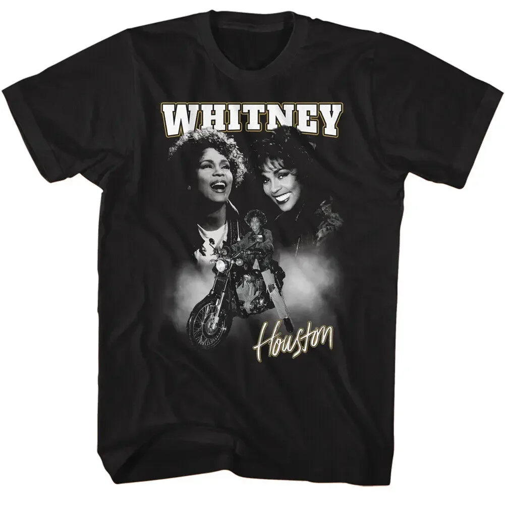 

Whitney Houston T-Shirt Men Motorcycle Collage Woman New Licensed Black Cotton