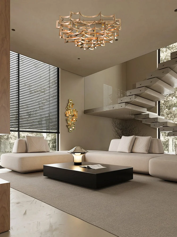 Textured Understated Luxury Emphasizes Gold Craftsmanship Ceiling Lights Elegant Lustre Home-applicants For Living Room