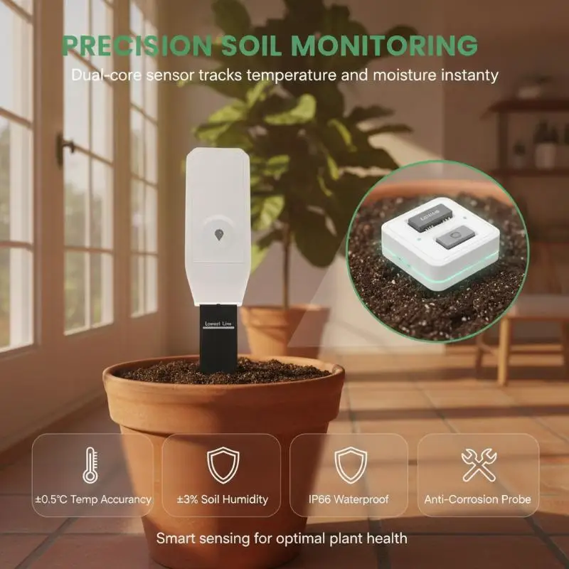 ZigBee Soil Moisture Sensor Real-Time Soil Condition Monitor Temp Humidity Tracking App Control for Farm Use