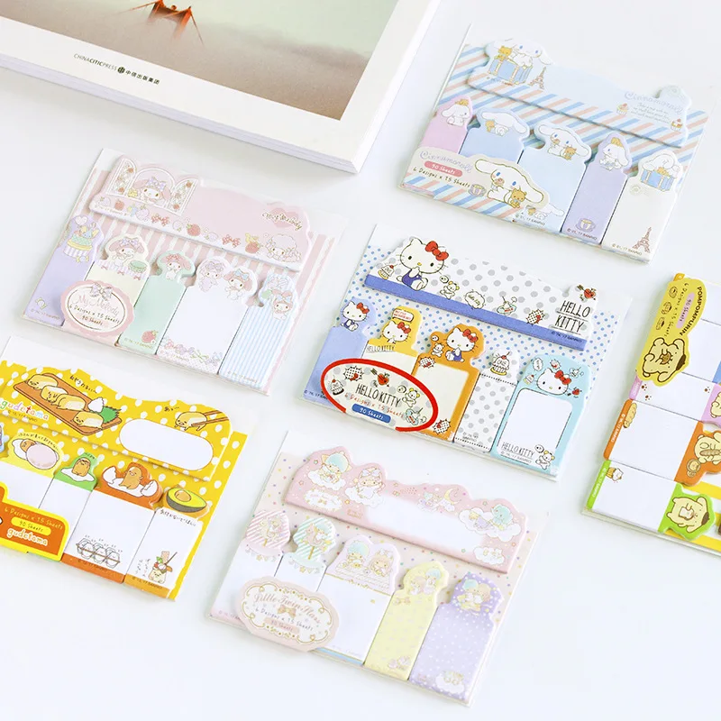 

6pcs/lot Melody Cinnamoroll Memo Pad Kawaii Sanrio Sticky Notes Stationery Label Notepad Planner Sticker Post School Supplies