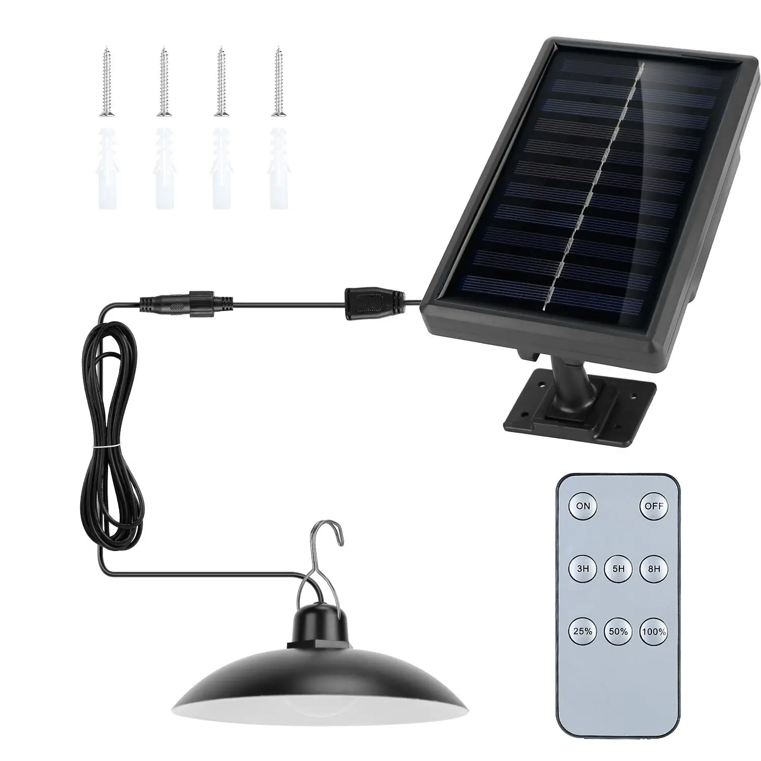 

For Solar Shed Lights Dimmable Timing Dusk To Dawn Sensor Hanging Lamp IP65 Waterproof Remote Control Pendant Light For Garden P