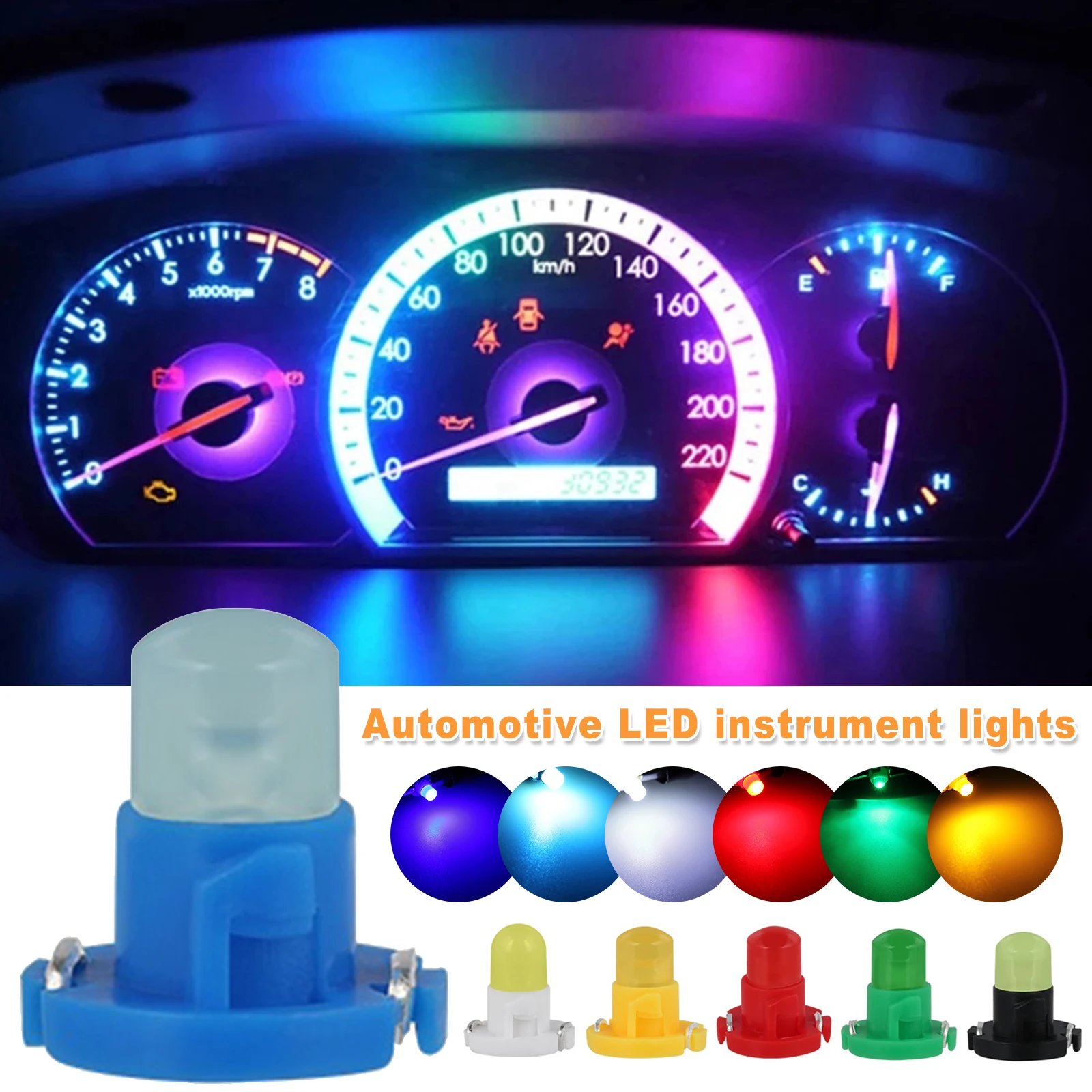 

10Pcs T4/T4.2 Neo Wedge Ice Blue Bulb Dash A/C Climate Heater Control Light Lamp Halogen