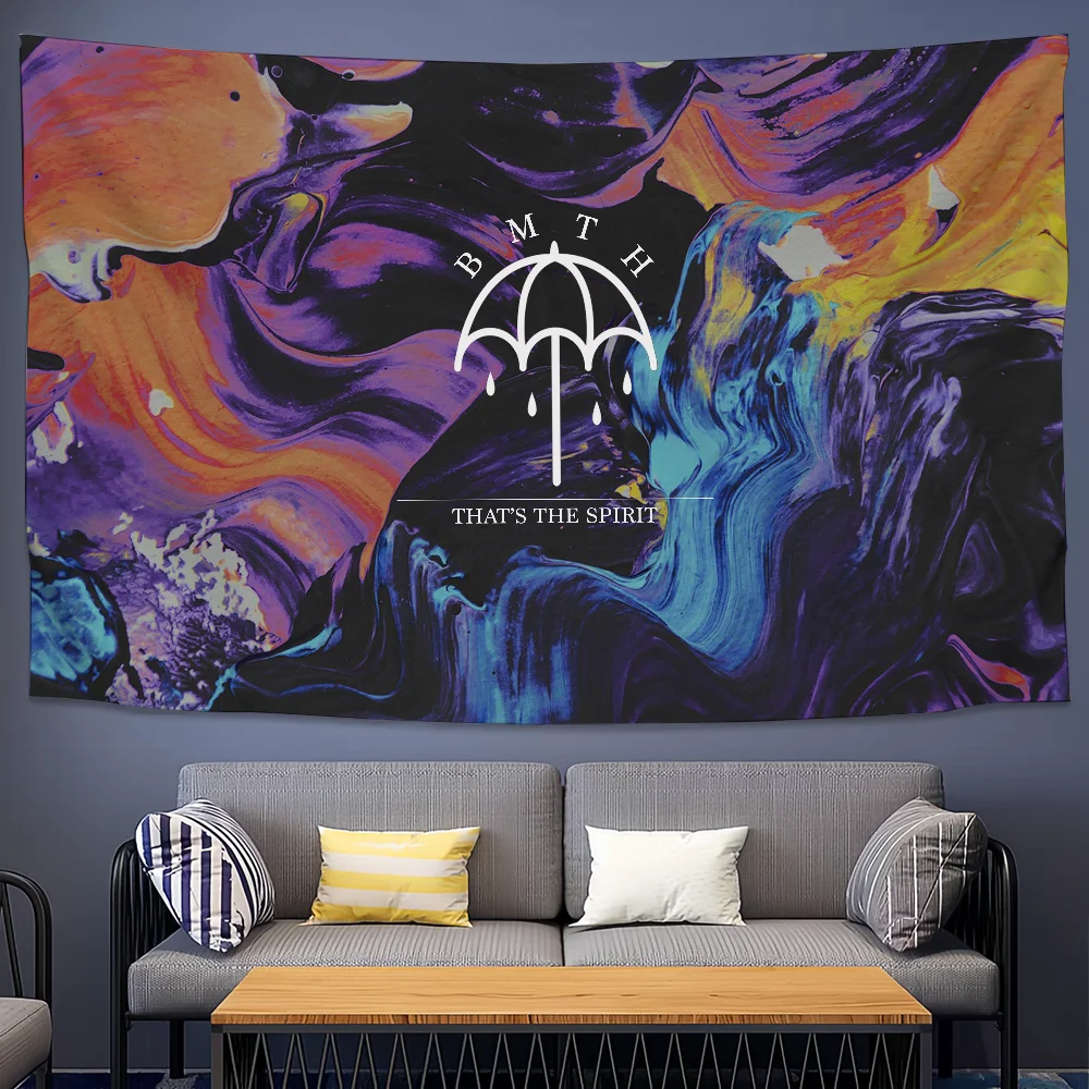 Customize Band B-Bring Me The H-Horizon Cool Tapestry Background Hanging Cloth Bedroom Tapestry Room Decor Aesthetic Tapestry Wa