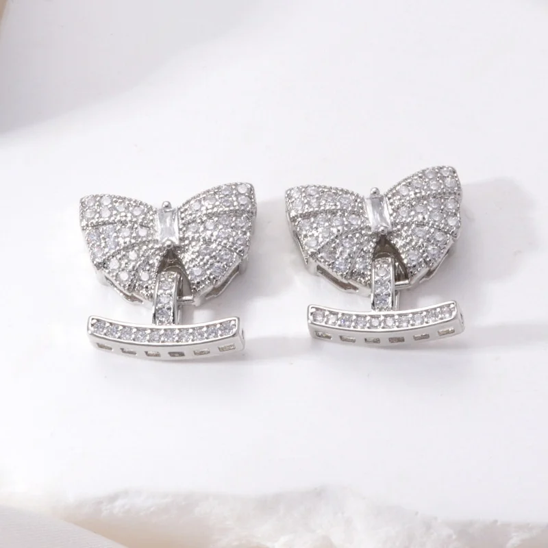 Copper Micro-set Zircon Multi-row Butterfly Pearl Necklace Connection Fastener Accessorie DIY Jewelry Making Materials Wholesale