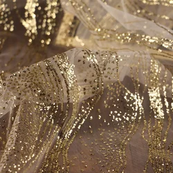 Water Ripple Gold Silver Sequin Mesh Fabric Wedding Dress Accessories Mesh Fabric Background Veil Wedding Glitter Fabric
