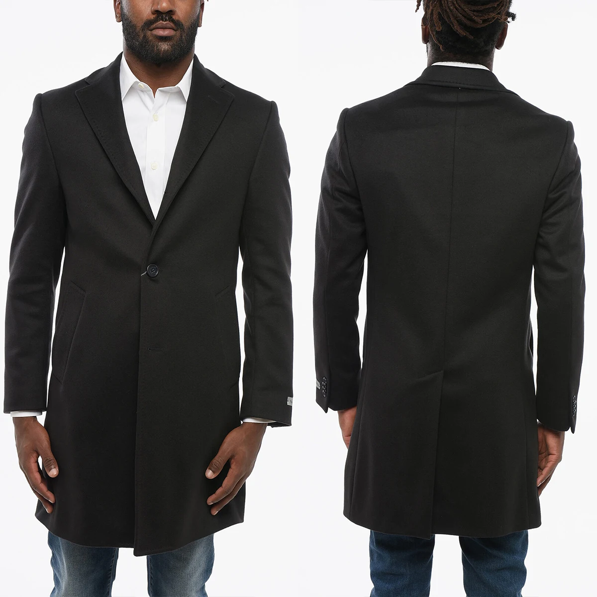 

Modern Bespoke Warm Men‘s Coat Solid Color Woolen Fabric Single Breasted Winter Autumn Over Coat Formal Leisure Suit Tailore