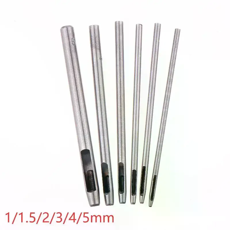 6 Pcs Kit Hollow Punch Set Round Hole Punch Tool Steel Leather Craft Working For Watch Band,Fabric,Plastics,Gasket Belt