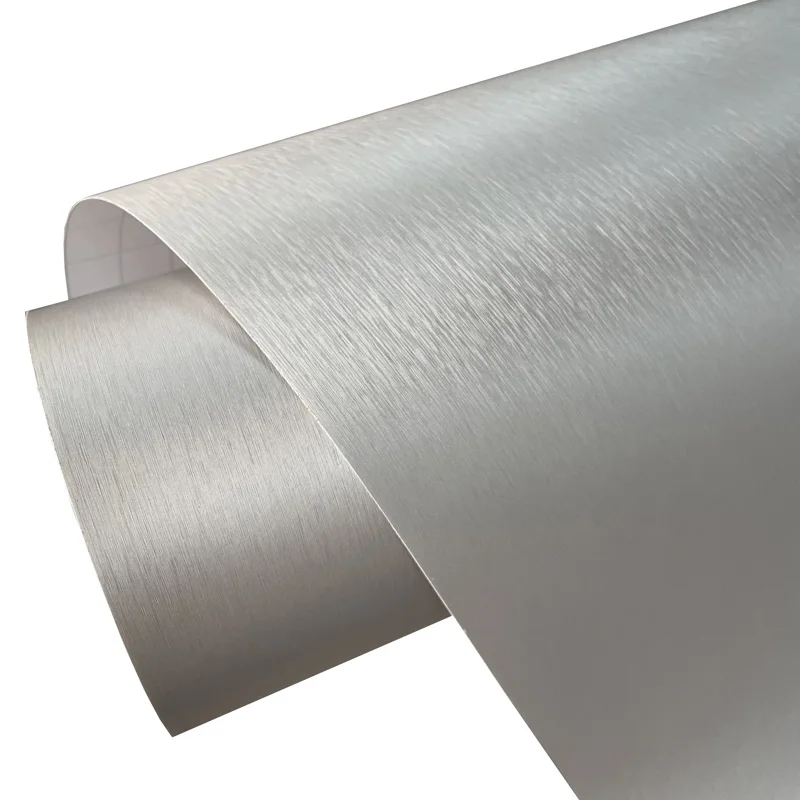 Premium Silber gebürstete Aluminium-Vinylfolie, selbstklebender Aufkleber, Aufkleber, Kfz-Autoverpackungsfolie mit Entlüftung