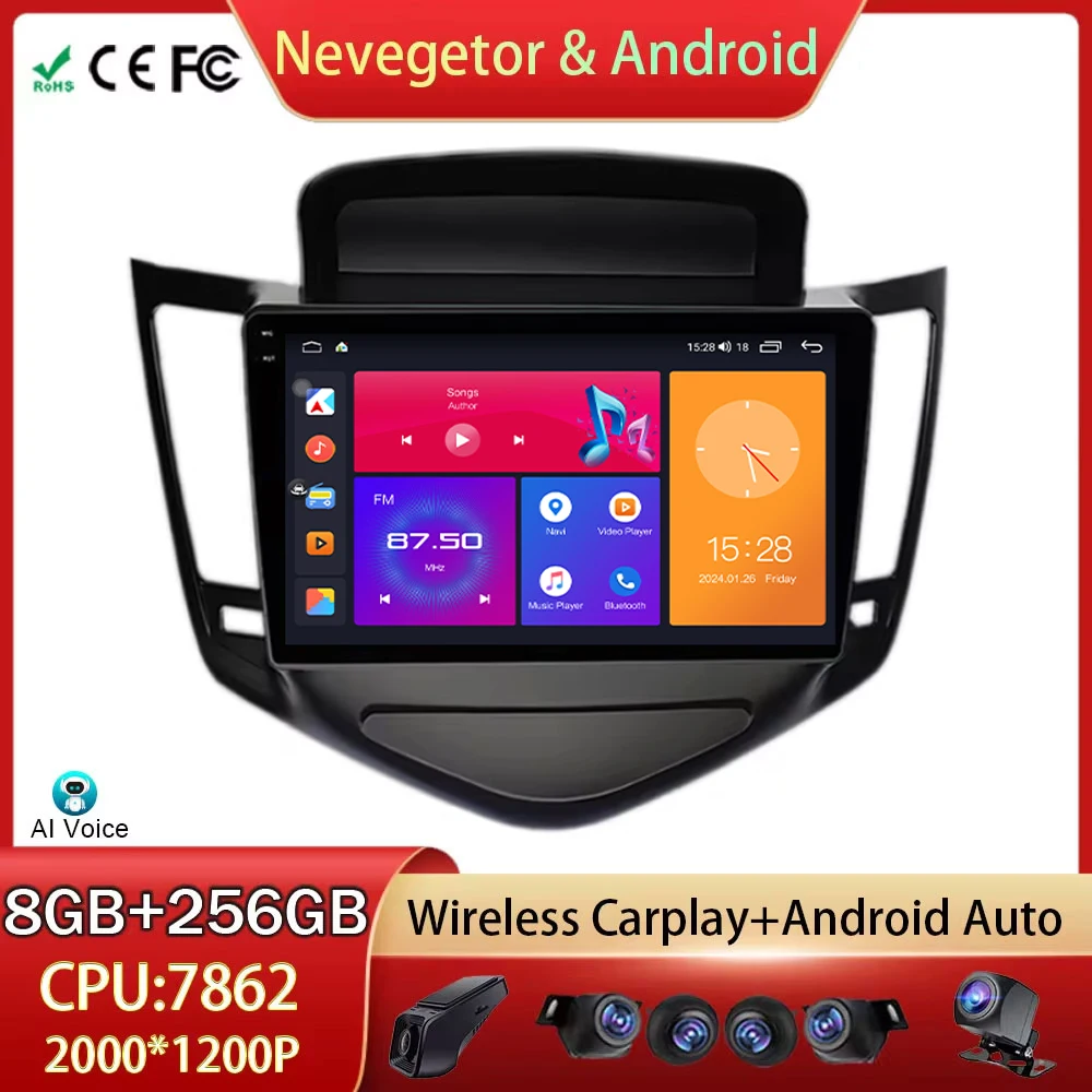 

For Chevrolet Cruze 2008-2012 Android Auto Car Radio Head Stereo Carplay Multimedia Video Player GPS Navigation 4G No 2din DVD