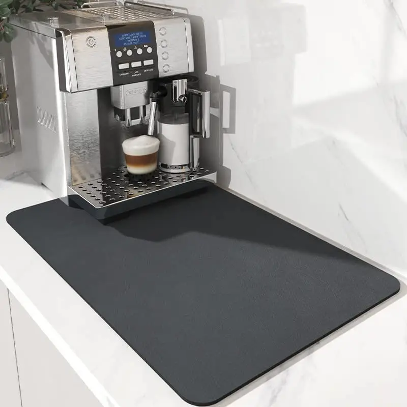 Diatom Mud Coffee Machine Water Absorption Pad Cozy Solid Tableware Drying Pad Non-Slip Bar Drainage Mat for Kitchen Countertops