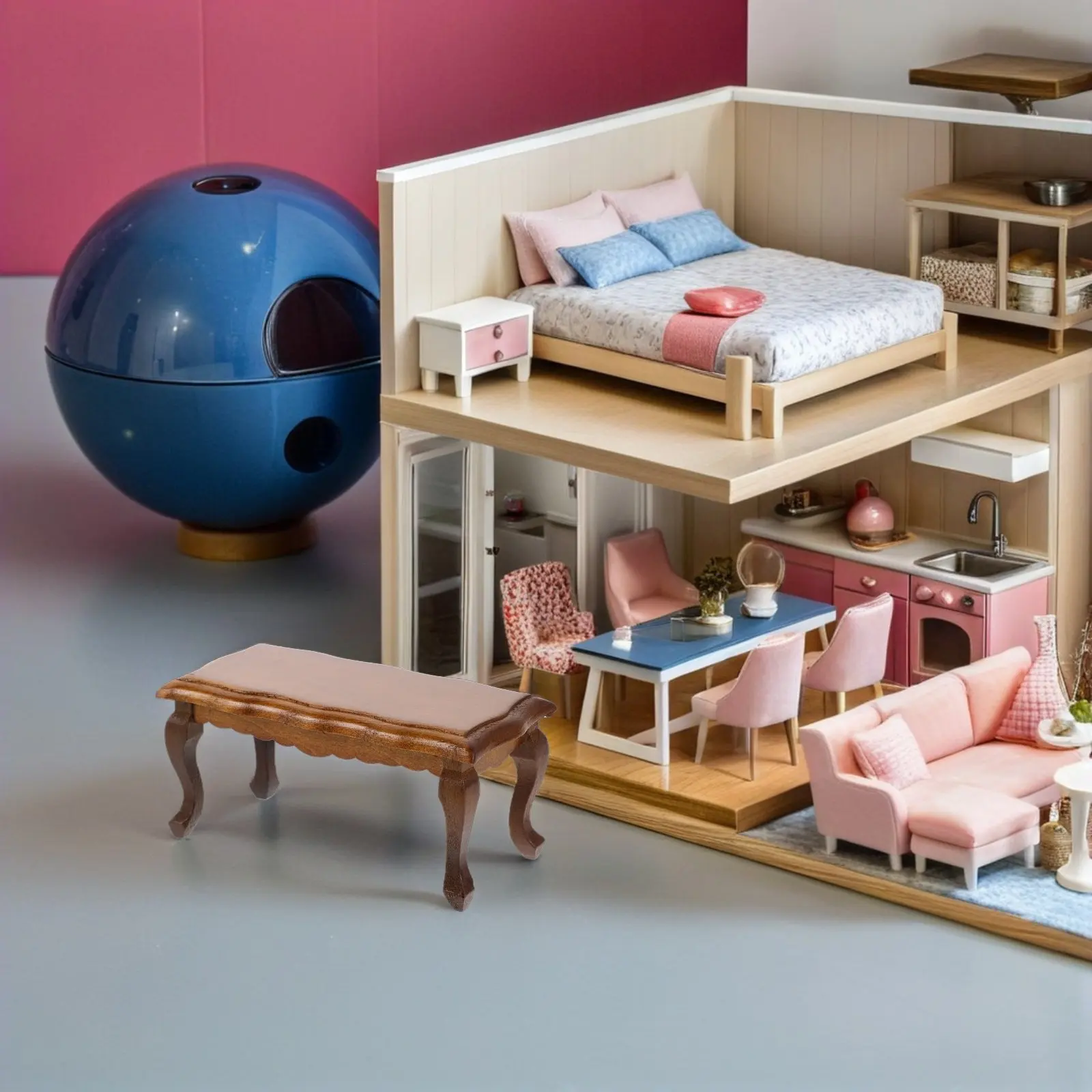 

Миниатюрный журнальный столик для кукольного домика, масштаб 1:12, с волнистой поверхностью, реалистичный дизайн, для декора гостиной и спальни