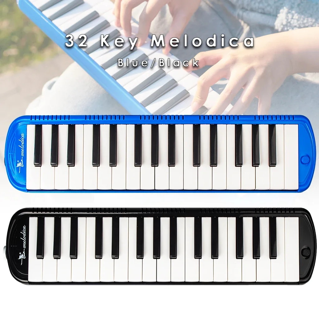 Portable 32 Keys Piano Melodica Set W/Carrying Bag Professional Durable Melodic Playing Keyboard Musical Instruments KIT BL & BK