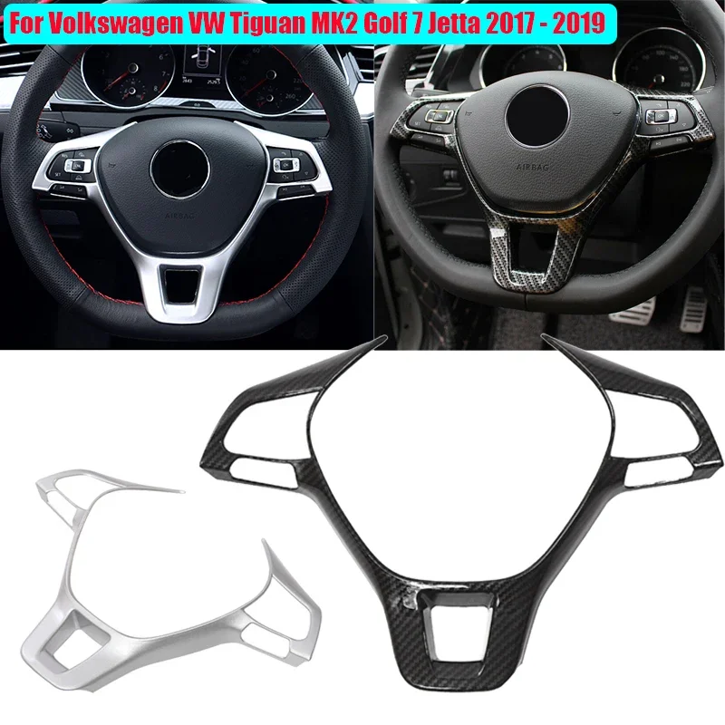 For Volkswagen VW Tiguan MK2 Golf 7 Polo T-Cross T-Roc Jetta 2017-2019 Car Steering Wheel Panel Trim Button Cover Frame Decor