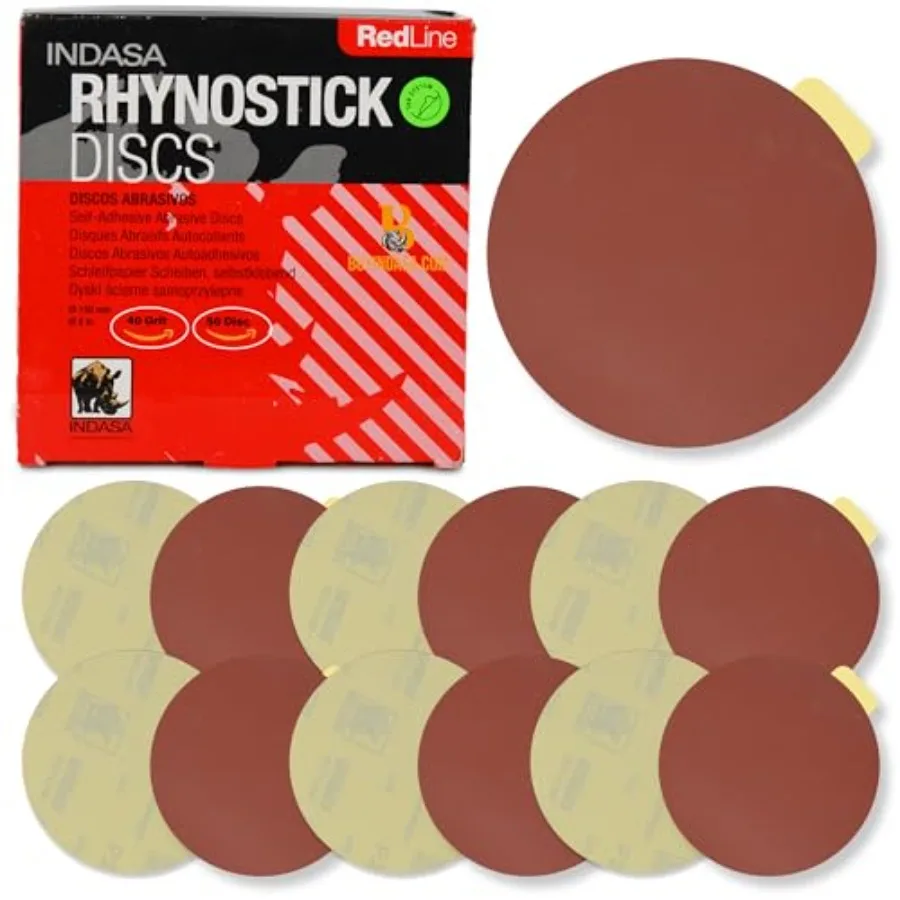 

6 Rhynostick 100 PCS PSA Sanding Discs 240 Grit Premium Aluminum Oxide Anti-Clog for Automotive Woodworking with Aluminum Oxide