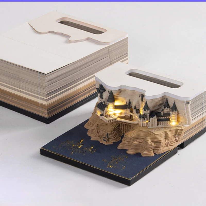 Magic Castle 3D Notepad 2025 ปฏิทิน MeMO Pad บล็อกหมายเหตุ Hary Design หมายเหตุกระดาษเครื่องเขียนอุปกรณ์เสริมของขวัญแปลกใหม่ Light