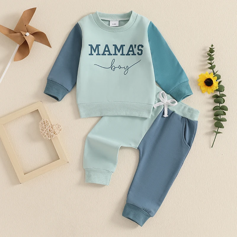 

Toddler Boy Autumn Outfit Set with Letter Print Sweatshirt and Elastic Jogger Pants for Baby Boys 2 Piece Cozy Clothes