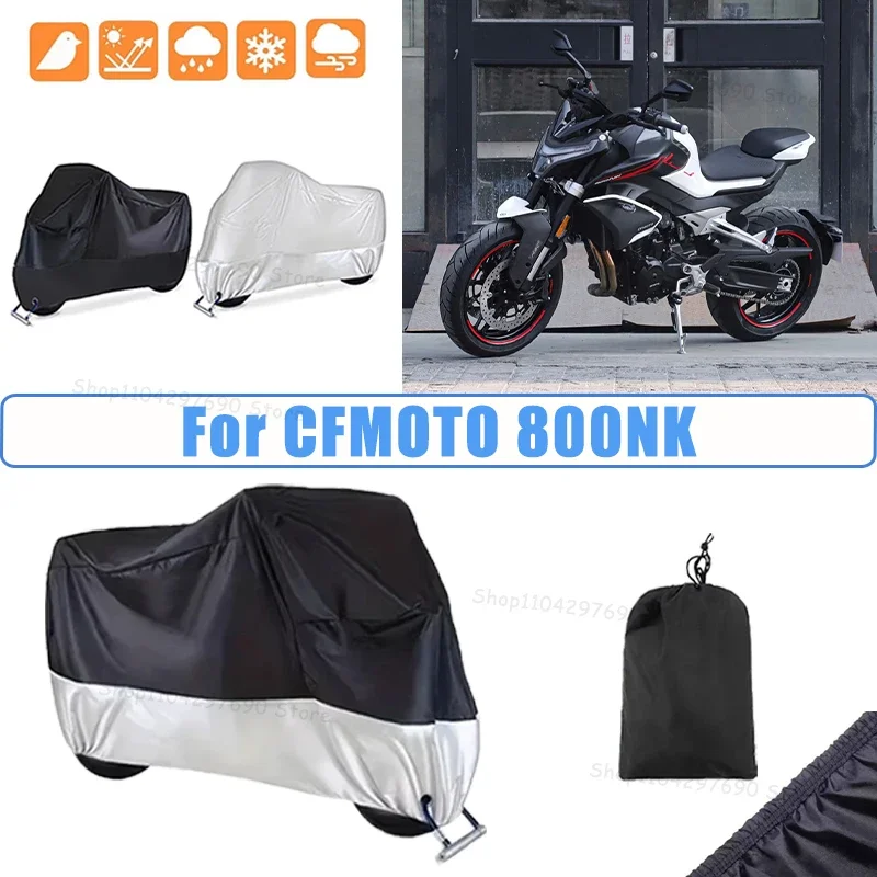 210D Oxford Motorcycle Cover Waterproof All Season UV Protection For CFMOTO 800NK Anti-Tear Windproof Motorbike Cover