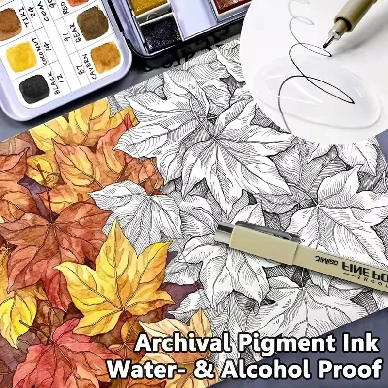 Pigment Liner Micron Pen set Manga markery igła pędzel artystyczny ręcznie malowany haczyk długopisy liniowe szkic Fineliner rysunek artykuły papiernicze