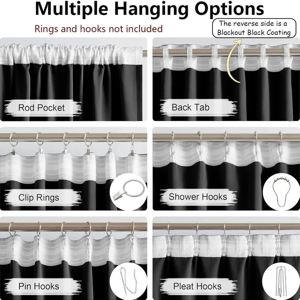 Cortinas opacas con aislamiento térmico y tejido de chenilla texturizado para bloqueo de luz y diseño de gancho plisado