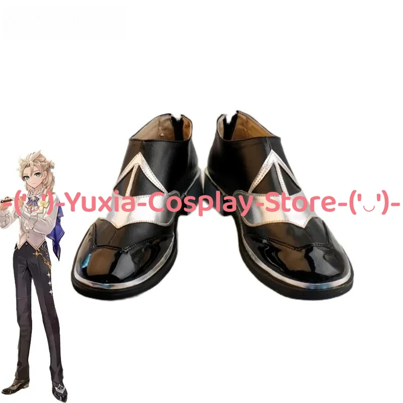 유샤이아코스프레! Genshin Impact 알베도 코스프레 신발 애니메이션 게임 캐릭터 소품 PU 가죽 부츠 할로윈 카니발 파티 의상