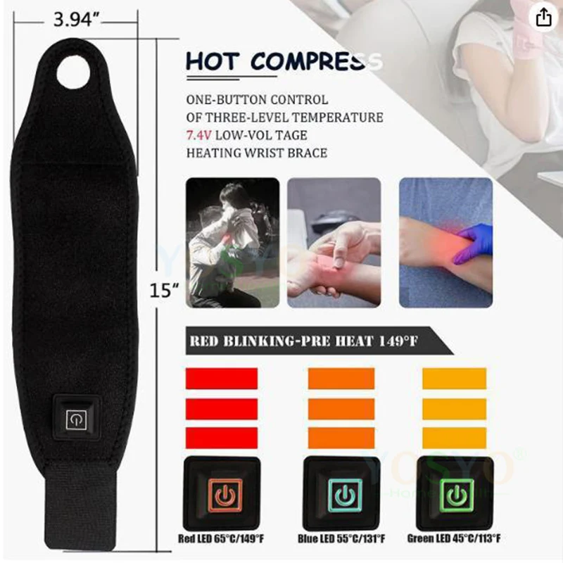 Heating Wrist Protector Sports Protection Breathable Support Sleeve Hand Joint Brace Tool Heat Health Care Device