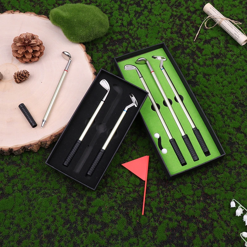 Golf Pen Set Mini Desktop Golf Ball Pen Gift Includes Putting Green 3 Clubs Pen Balls And Flag Desk Games Office School Gift