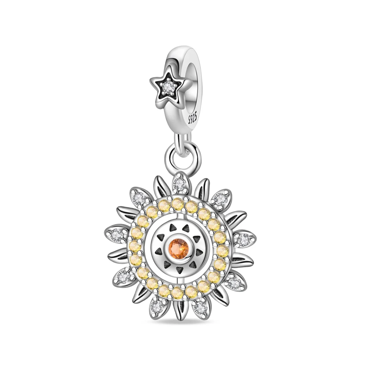 

Sparkling 100% 925 Sterling Silver Small Sun Dangle Charm Fits Brand Bracelet For Kids Warm Necklace Pendant