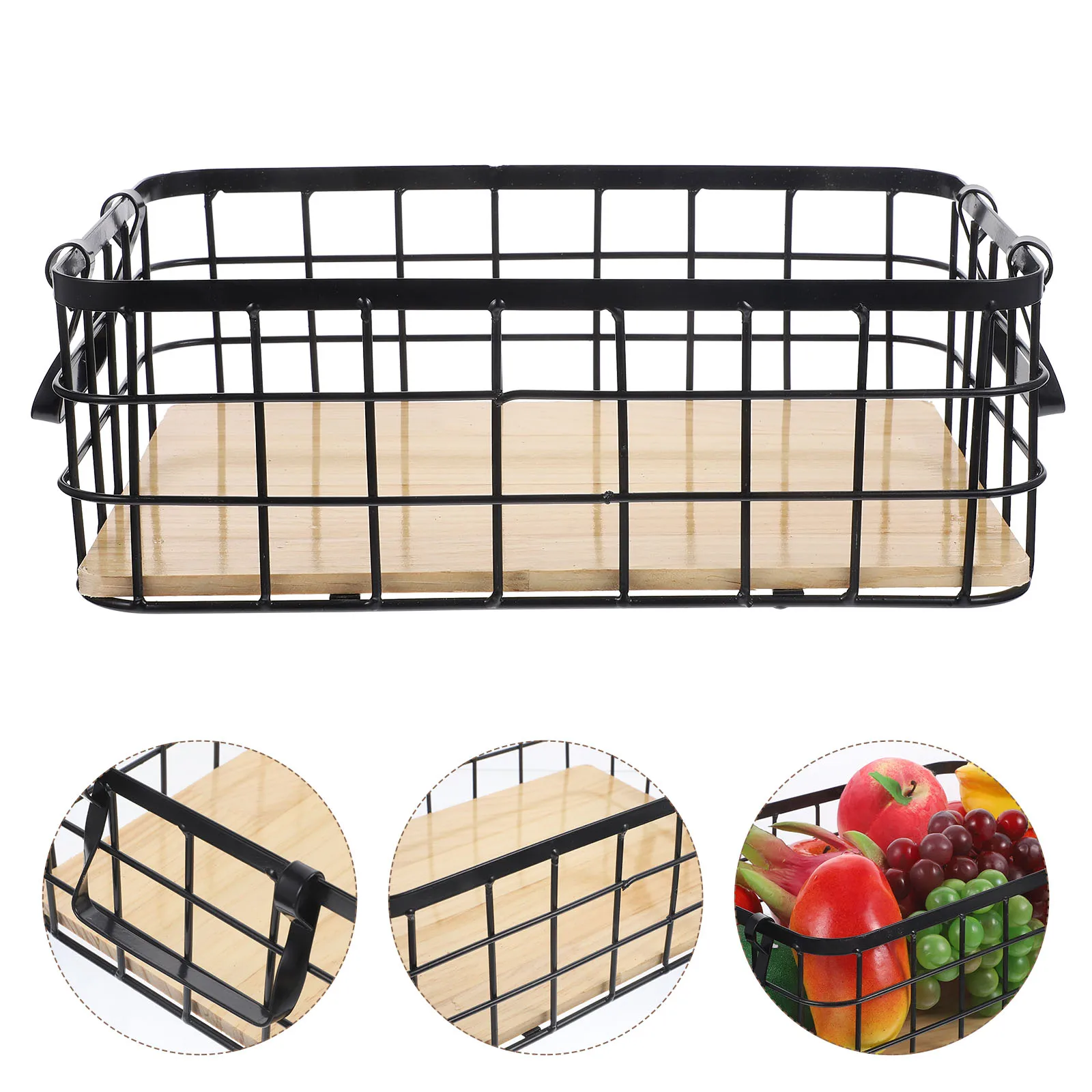 

Kitchen Storage Black 32x22x11cm Wire Mesh Small Wire Basket Iron Fruit Vegetable Organizer Baskets for Pantry Bathrooms