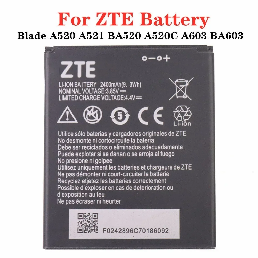 

Аккумулятор Li3824T44P4h716043, 2400 мАч, для ZTE Blade A603 A521 A520 BA520 A520C BA603, высококачественные Аккумуляторы для телефонов