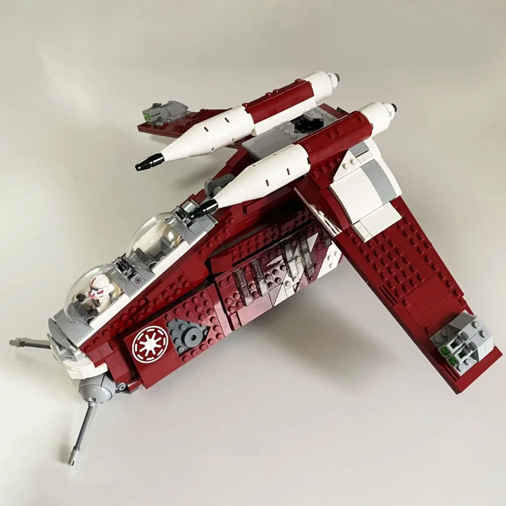 Bloques de Construcción MOC Nave Espacial Plan Republic Dropship Gunship, 1083 Piezas, Bloques de Construcción DIY para Armar, Regalo para Fiestas y Festivales