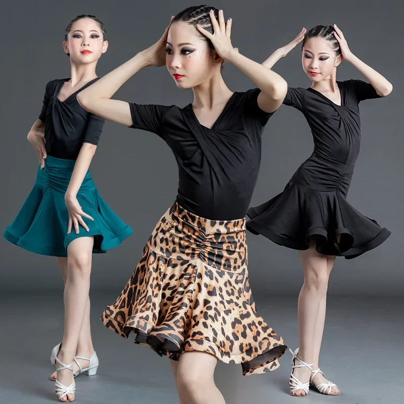 

Children Latin dance training grading girls Latin skirt competition performance clothes tassel dress