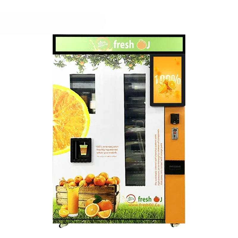 New to the refrigerated fresh orange juice vending machine