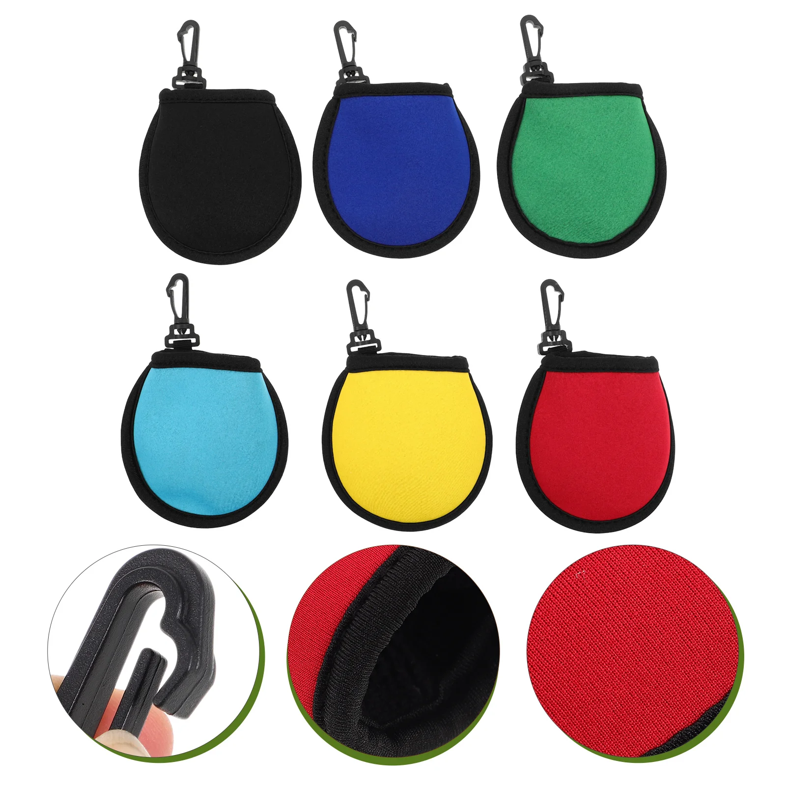 

6Pcs Golf Ball Cleaning Bag Portable Hanging Clip Organizer Durable Pouch for Golf Accessories Storage Washer Pocket