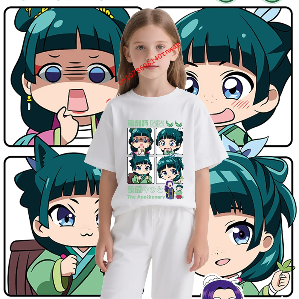 

The Apothecary Diaries Maomao Anime Print Girls Cotton T Shirt Cute Cartoon Graphic Tee Soft Comfortable Casual Kids Top