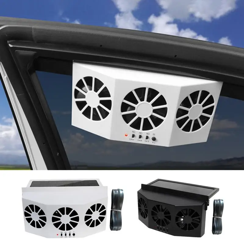 

Car Window Vent Fan Car Exhaust Fan Car Radiator Fan Quiet 3 Outlet Solar Exhaust Fan Car Window Fan With 1600mAh Batteries