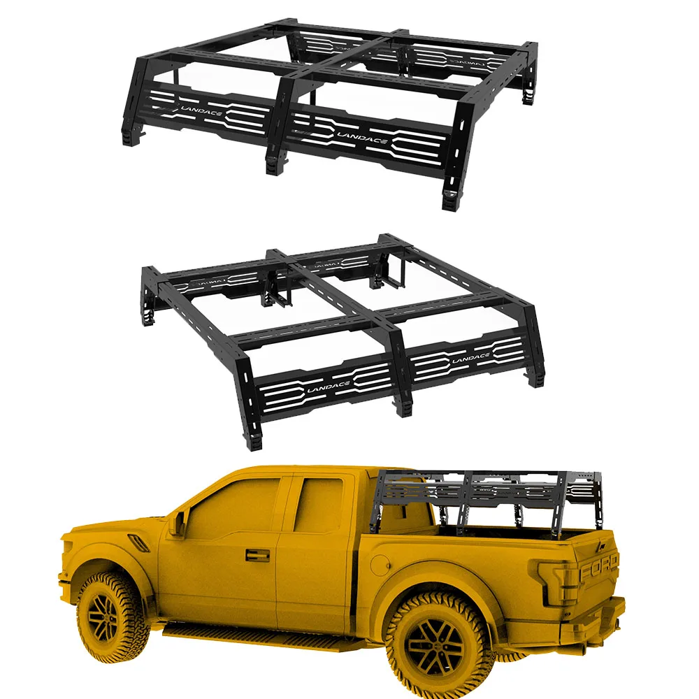 Height and Width Black Powder Coating Adjustable Overland Truck Bed Rack Roll Bar