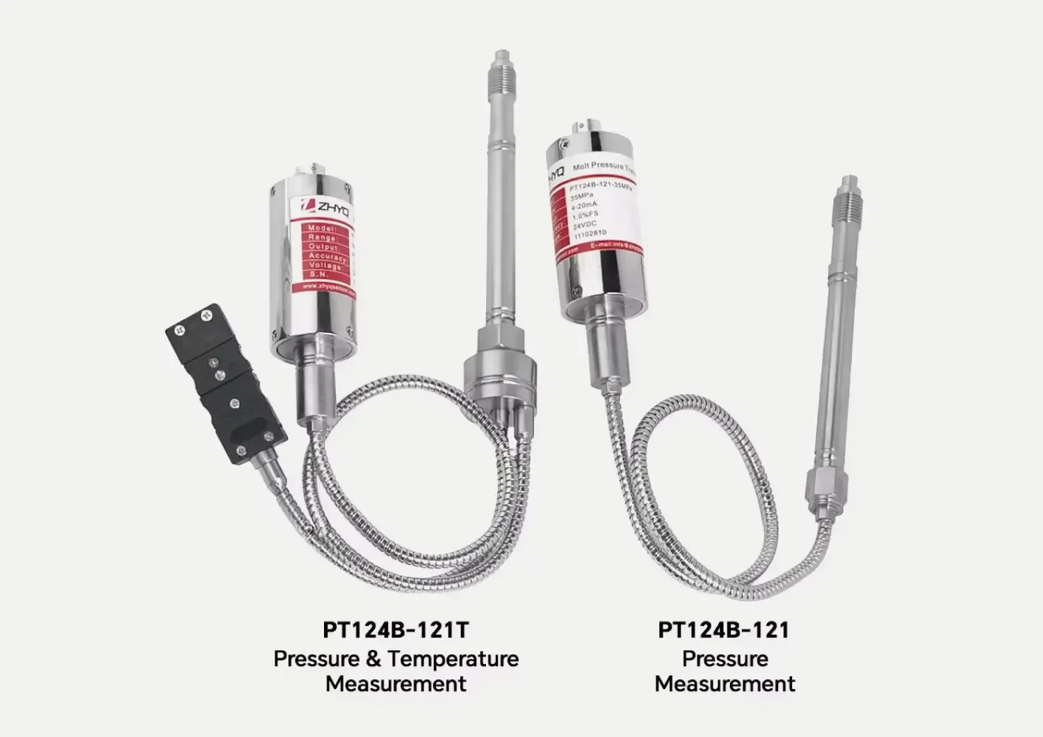 PT124B-121T High Temperature Flexible Rod Melt Pressure Transmitter SS304 SS316L Material IP64 Protection Grade