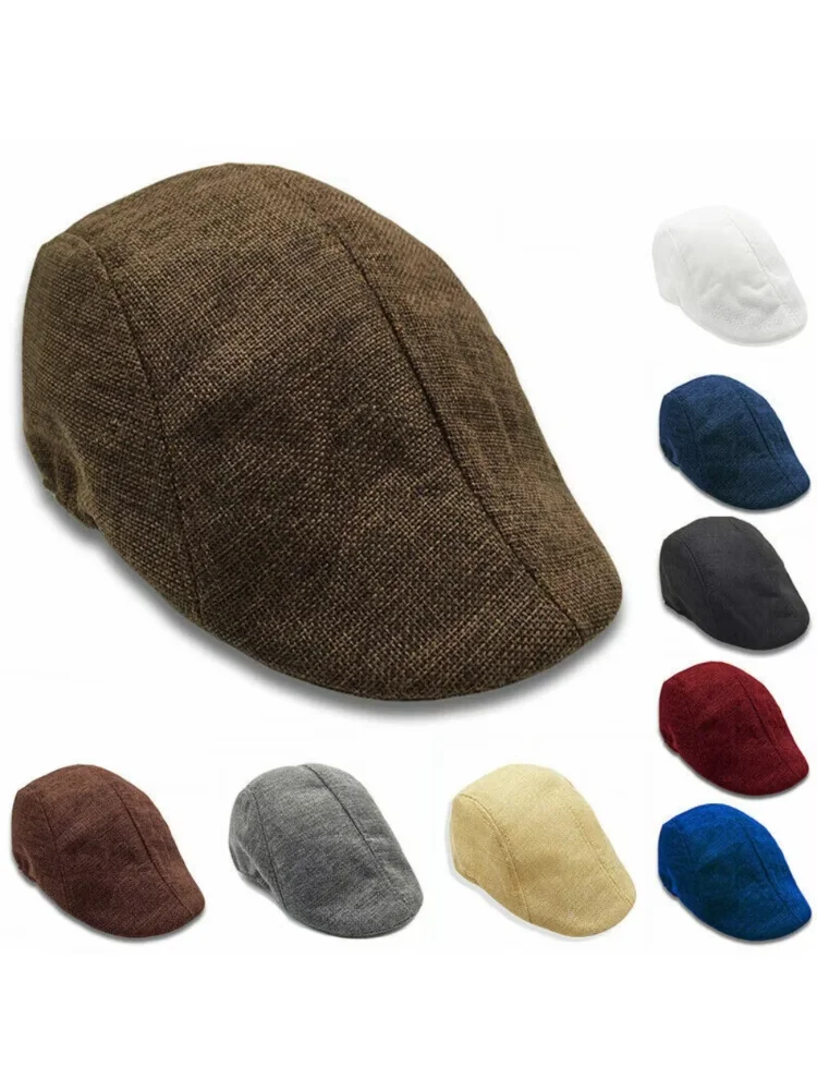 Women Linen Unisex Men Flat Cap Sun Hat Hat Vintage Golf Driving Hat view 2