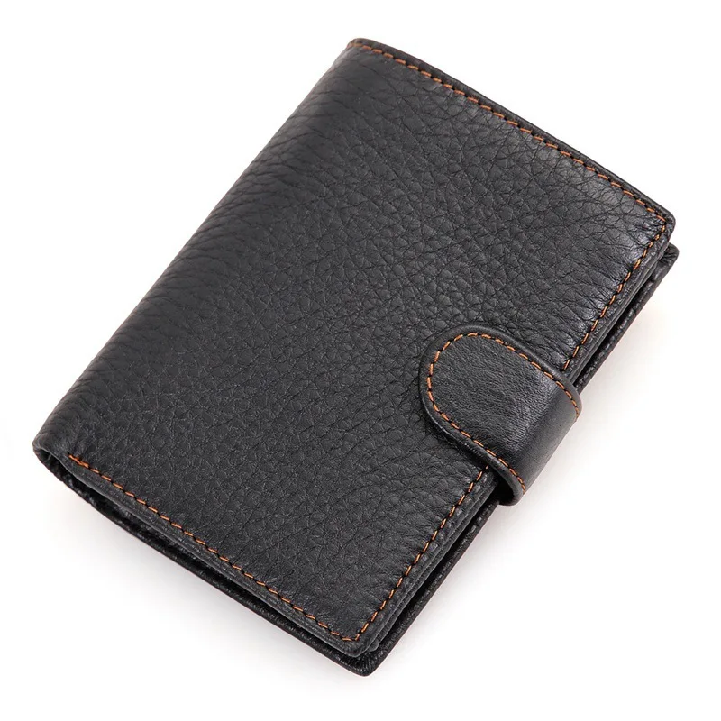 Genuine Leather Tri-fold Holder Holder, Short Cowhide Men's Wallet, RFID Anti-theft Coin Purses Card & Id Holders Male Wallet