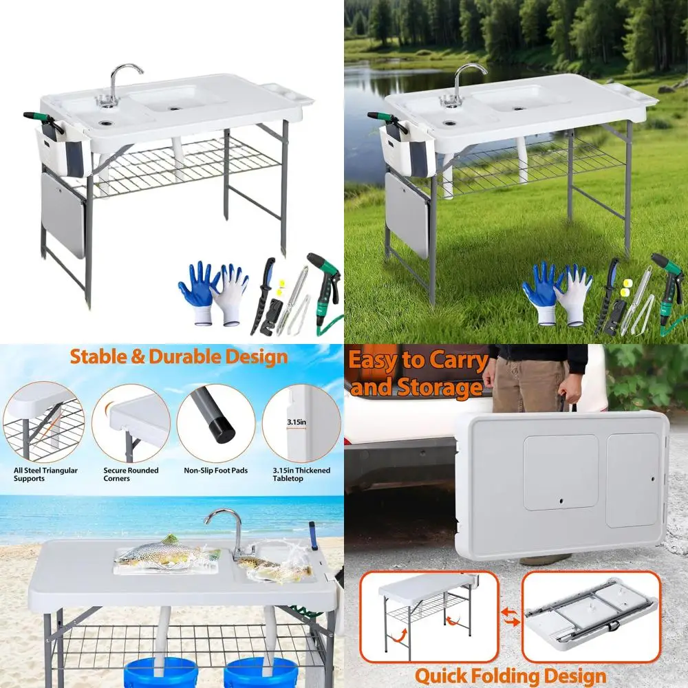 

Portable Folding Camping Sink Station with Sink, 42.4, for Outdoor Washing, Camping, and Picnics
