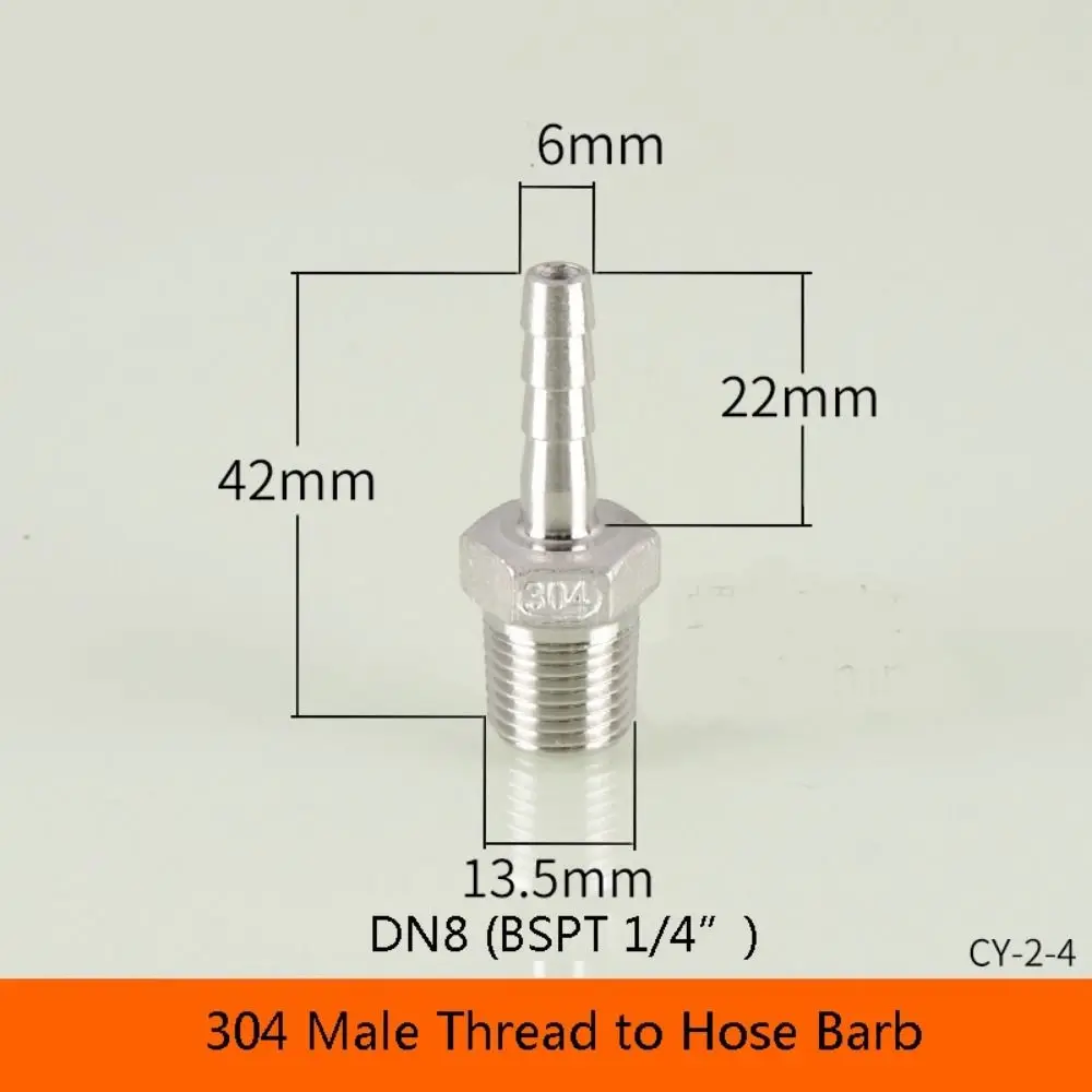 

1Pcs Connector Adapter Pipe Joint 304 Stainless Steel Male Thread Hose Connector 6mm To 12mm 1/8" 3/8" 1/2" 1/4" Pipe Fitting