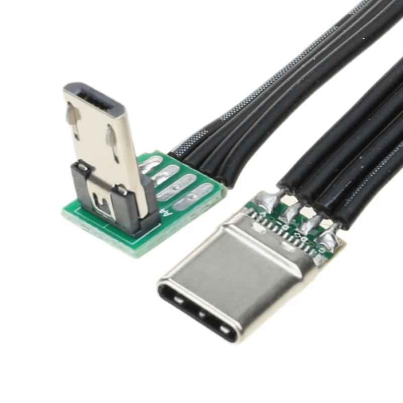 Adaptateurs TypeC vers MicroUSB, d'extension plat coudé haut/bas, câble d'extension USBC