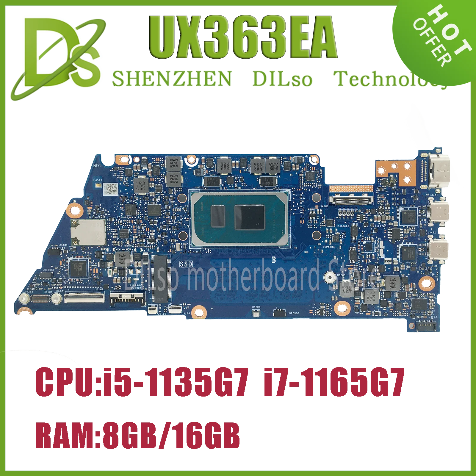 UX363EA Mainboard For ASUS Zenbook Flip 13 OLED UX363E BX363EA RX363EA Laptop Motherboard I5 I7 11th Gen 8GB/RAM 100% tested