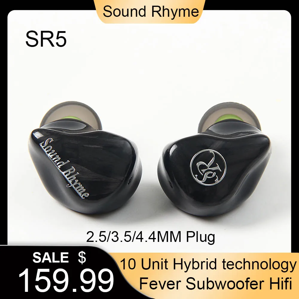 

Sound Rhyme SR5 In-Ear HiFi Earphones 10-Unit Fever Subwoofer Hifi Coil Iron Music Headphones 0.78mm 2Pin 2.5+3.5+4.4mm Plug