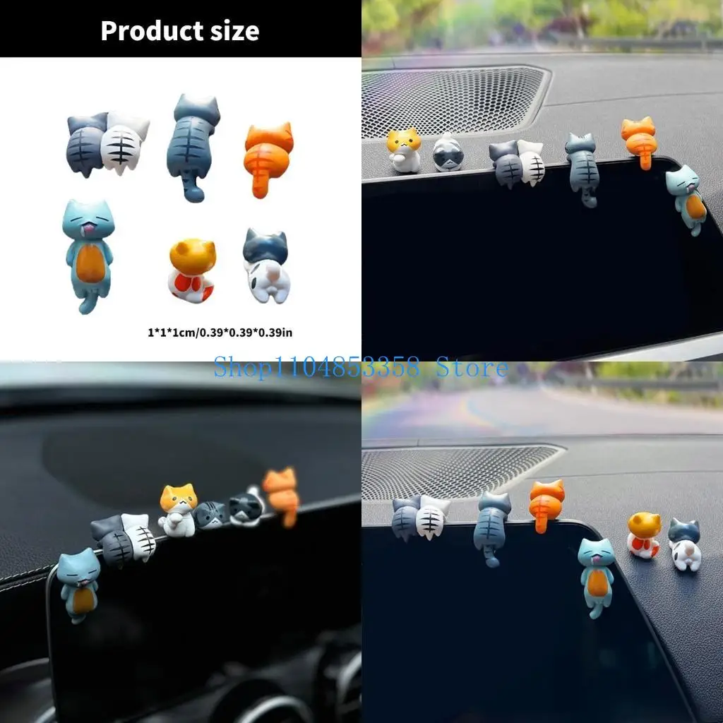 

652F Auto Interior Decoration Dashboard Center Console Adhesive Kitten Ornament